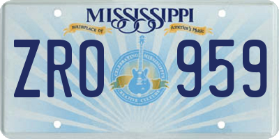MS license plate ZRO959