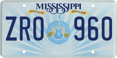 MS license plate ZRO960