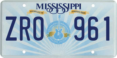 MS license plate ZRO961