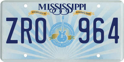 MS license plate ZRO964