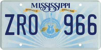 MS license plate ZRO966