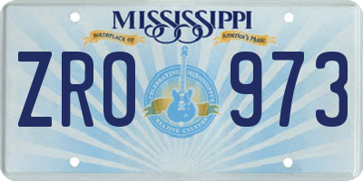 MS license plate ZRO973