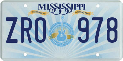 MS license plate ZRO978