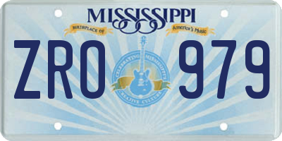 MS license plate ZRO979