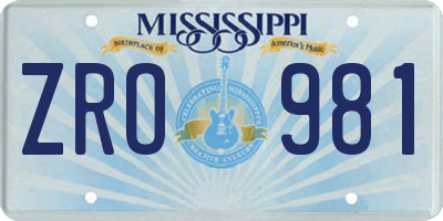 MS license plate ZRO981