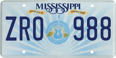 MS license plate ZRO988