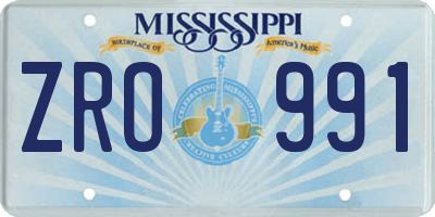 MS license plate ZRO991