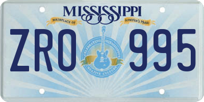 MS license plate ZRO995