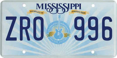 MS license plate ZRO996