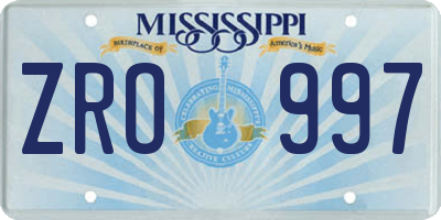 MS license plate ZRO997