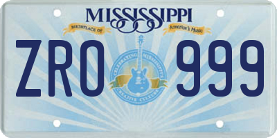 MS license plate ZRO999