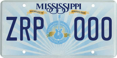 MS license plate ZRP000