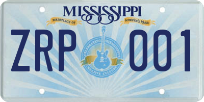 MS license plate ZRP001