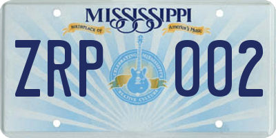 MS license plate ZRP002