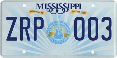 MS license plate ZRP003