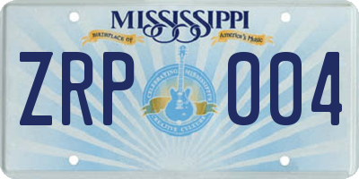 MS license plate ZRP004