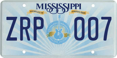 MS license plate ZRP007