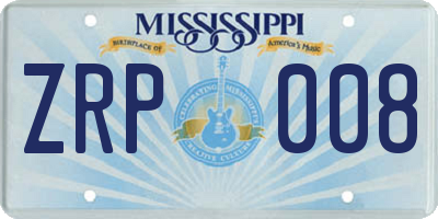 MS license plate ZRP008