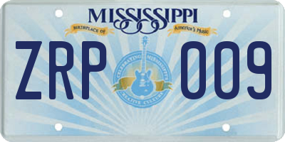 MS license plate ZRP009