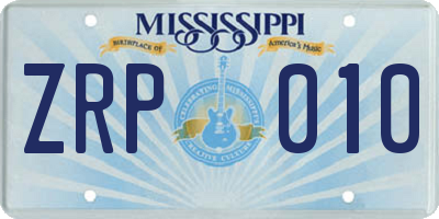 MS license plate ZRP010