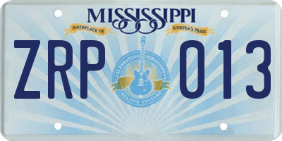 MS license plate ZRP013