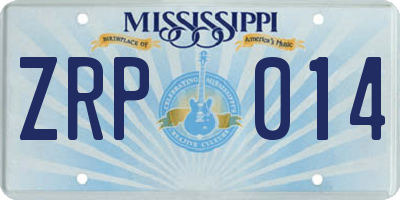 MS license plate ZRP014