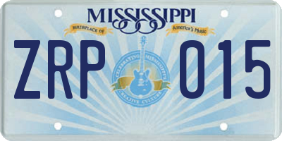 MS license plate ZRP015