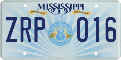 MS license plate ZRP016