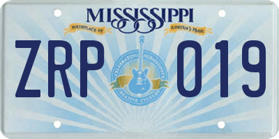 MS license plate ZRP019