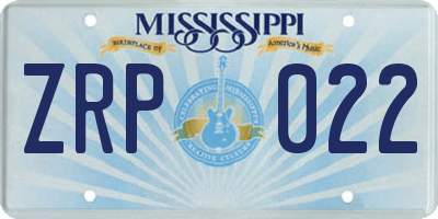 MS license plate ZRP022