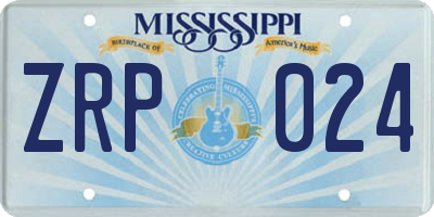 MS license plate ZRP024