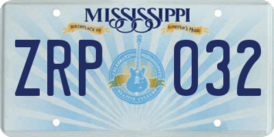 MS license plate ZRP032