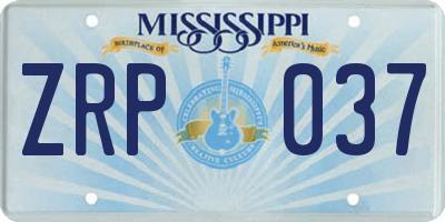 MS license plate ZRP037