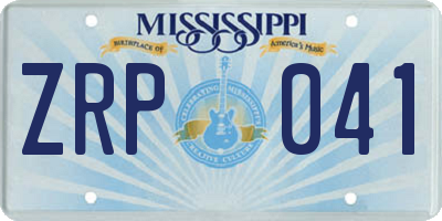 MS license plate ZRP041