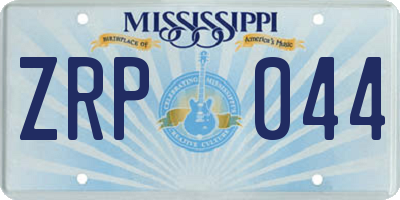 MS license plate ZRP044