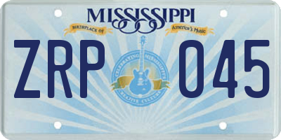 MS license plate ZRP045