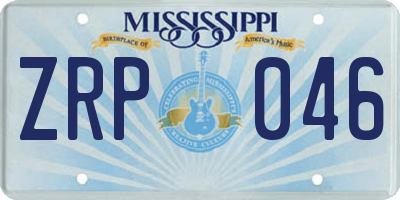 MS license plate ZRP046