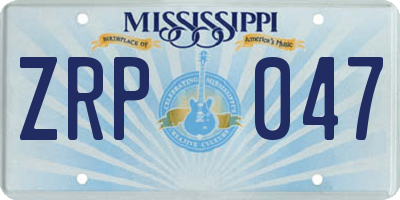 MS license plate ZRP047