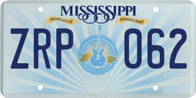 MS license plate ZRP062