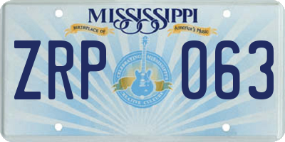 MS license plate ZRP063