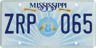 MS license plate ZRP065