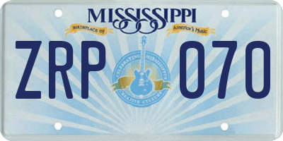MS license plate ZRP070