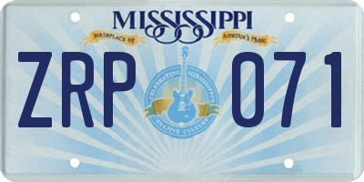 MS license plate ZRP071