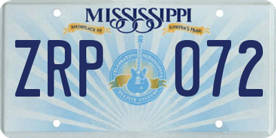 MS license plate ZRP072