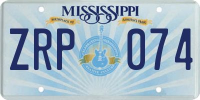 MS license plate ZRP074