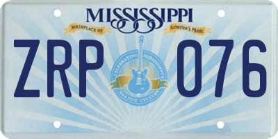 MS license plate ZRP076