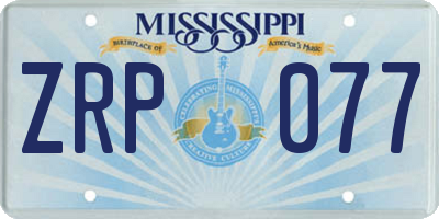 MS license plate ZRP077
