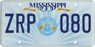 MS license plate ZRP080