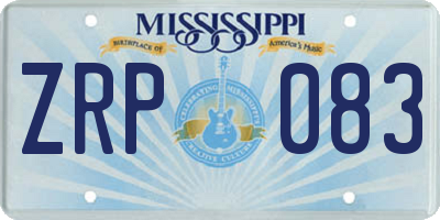 MS license plate ZRP083