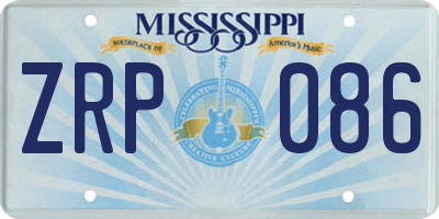 MS license plate ZRP086